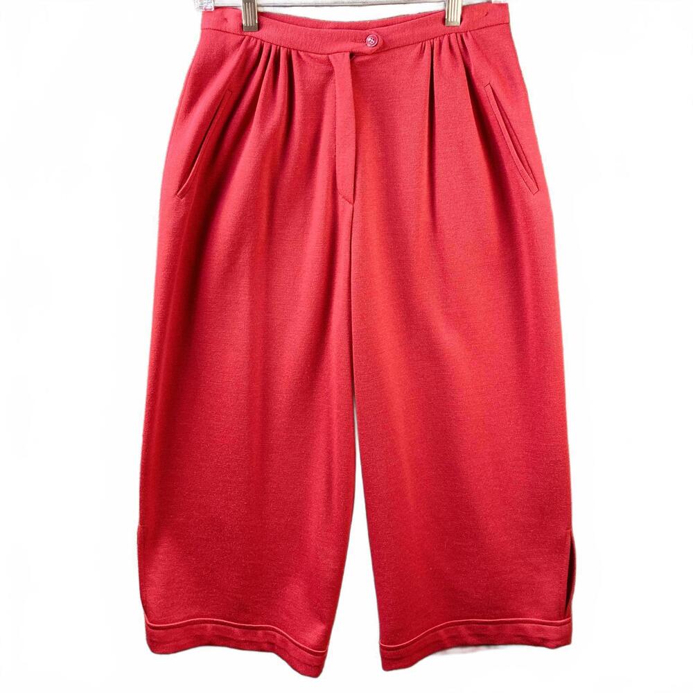 Sonia Rykiel Red Women's Cropped Wool Pants with Pleats and Pockets (640)